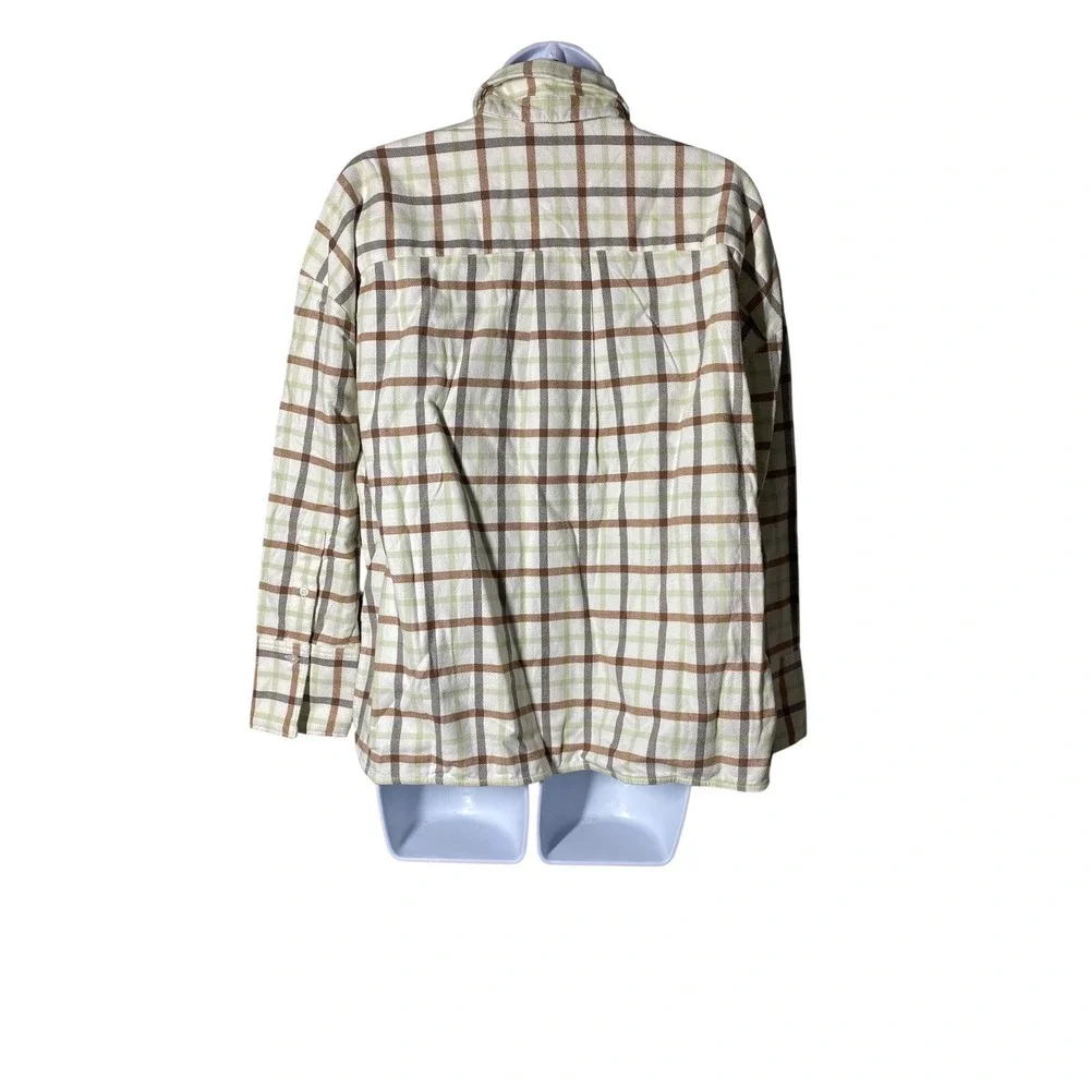 Everlane Womens Relaxed Cotton Flannel Plaid Button Down Shirt‎ S Brown Green